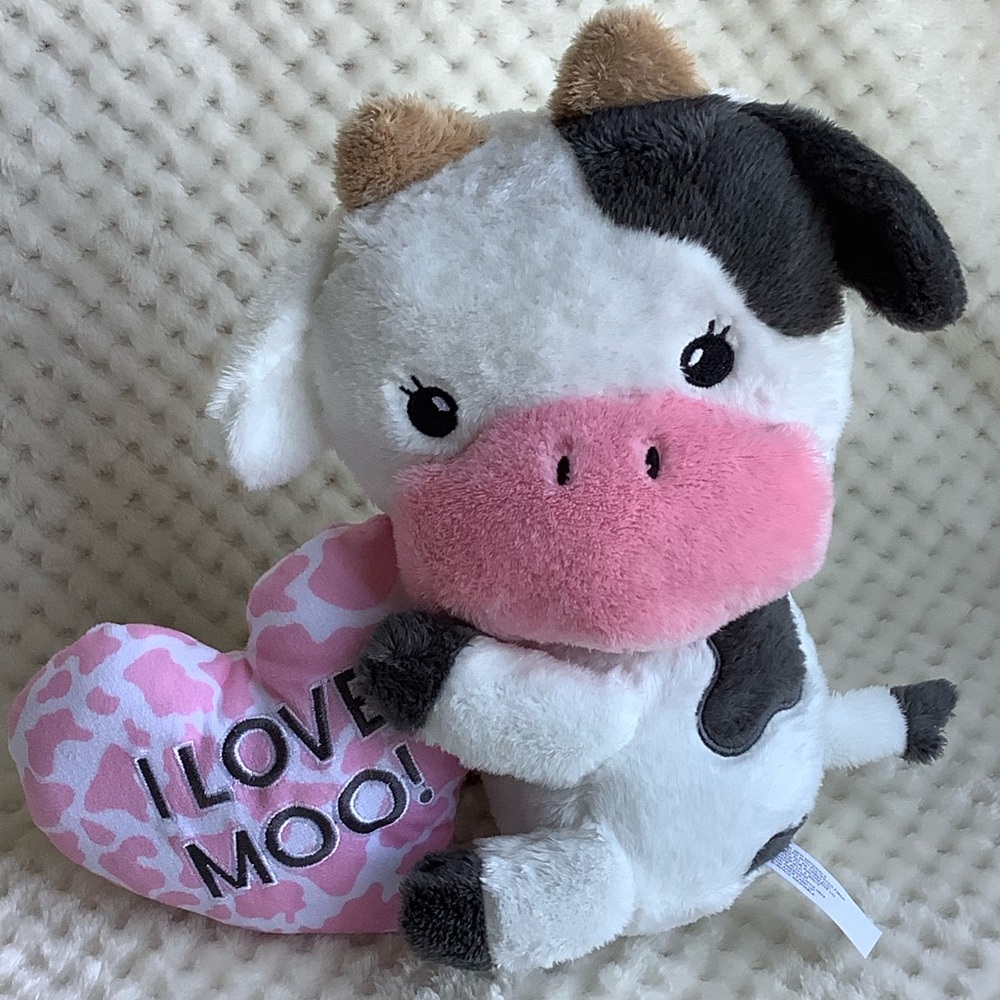 Walgreens I LOVE MOO Plush Cow w Heart Valentines Stuffed Animal Embroidered 🐮
